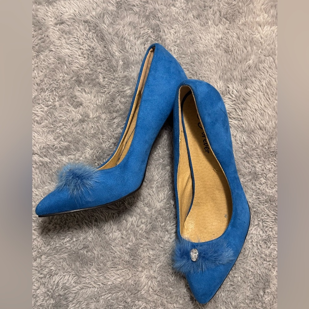 Forever Vibrant Blue Heels with Faux feather Bridal